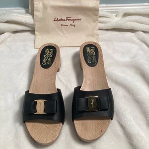 Salvatore ferragamo wooden sandals size 8 M.